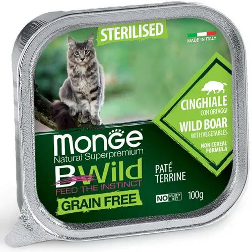 Monge Cat Bwild Grain Free Sterilised Pate Дикий кабан з овочами