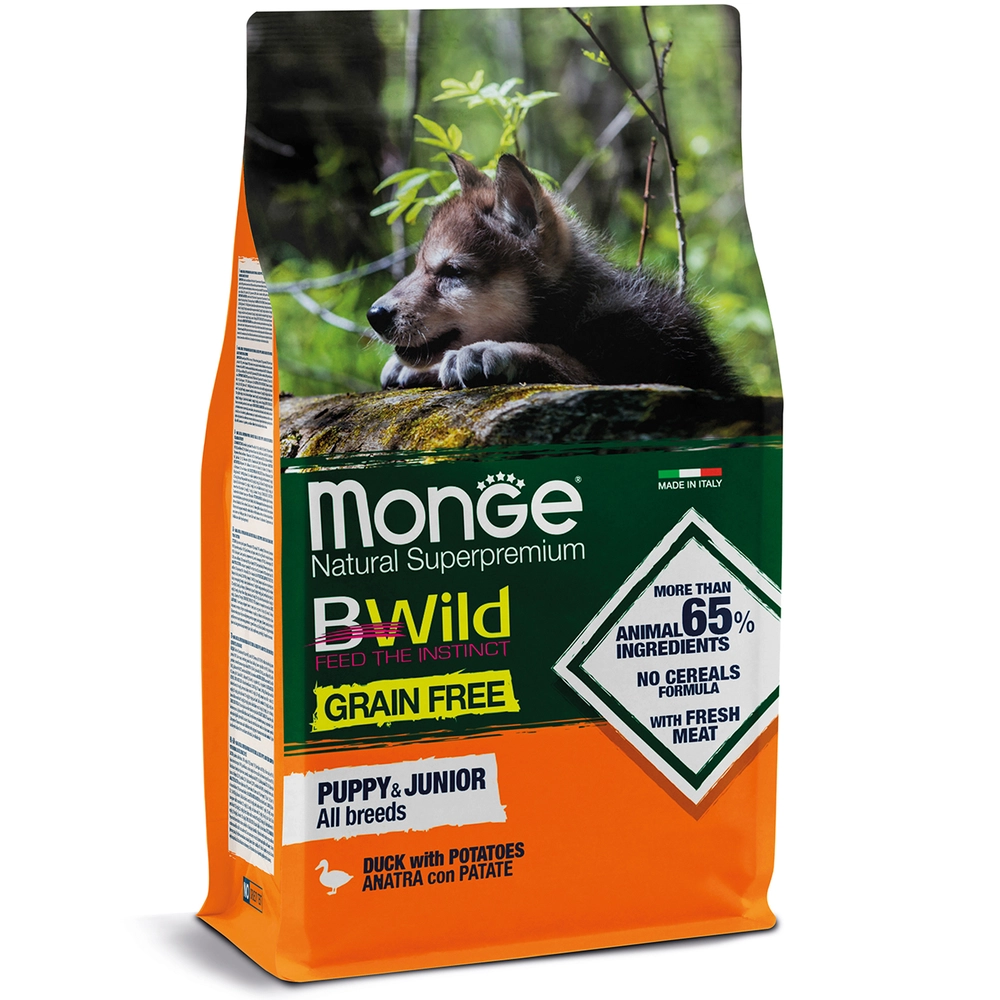 Monge Dog Bwild Grain Free Puppy & Junior Утка 