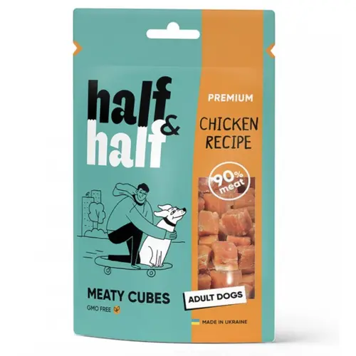 Half&Half Мясные кубики для собак с курицей
