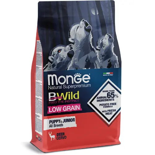 Monge Dog Bwild Low Grain Puppy & Junior Оленина