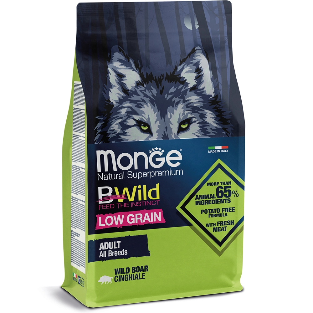 Monge Dog Bwild Low Grain All Breeds Adult Дикий кабан 