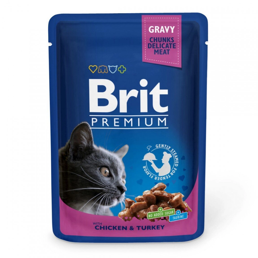 Brit Premium Cat pouch з куркою та індичкою 