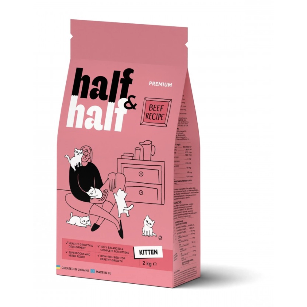 Half&Half Сухий корм для кошенят всіх порід з яловичиною  - фото 2