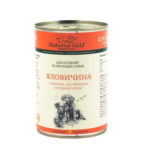 Hubertus Gold для щенков с говядиной, яблоком и пастернаком