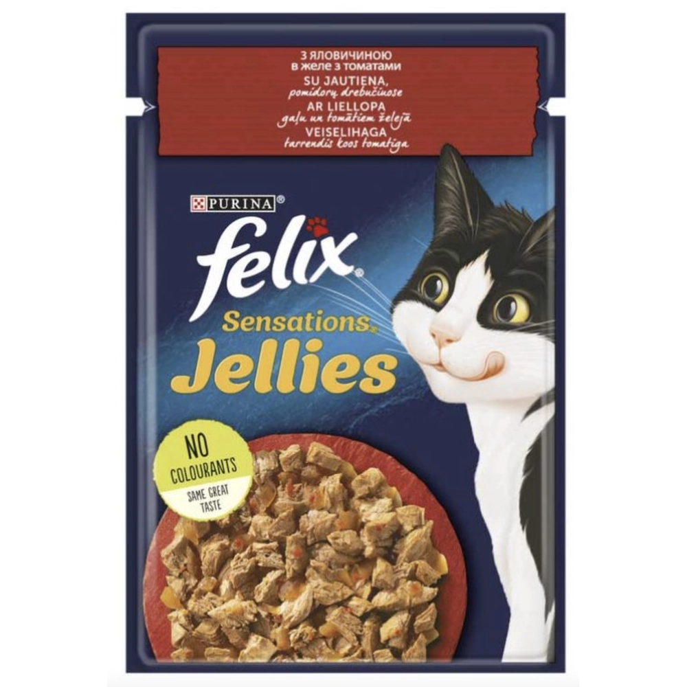 FELIX Sensations Jellies з яловичиною та томатами у желе 