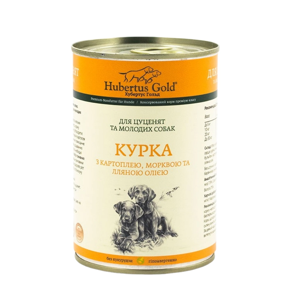 Hubertus Gold для щенков с курицей, картошкой и морковью 