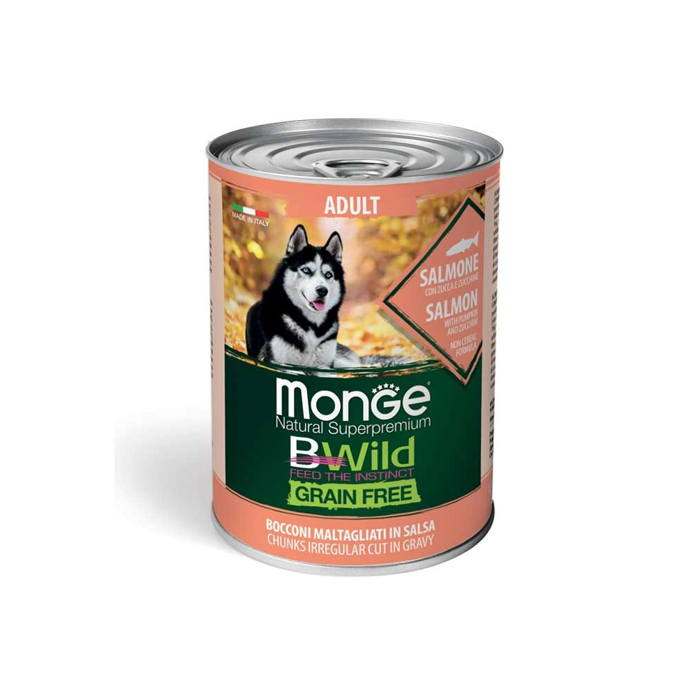 Monge Dog Wet Bwild Grain Free Adult Лосось з гарбузом і цукіні 