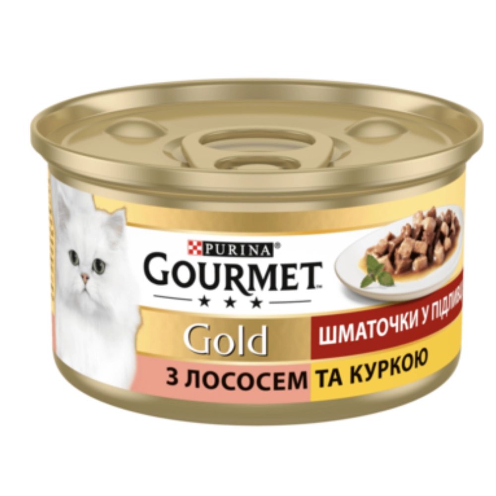 Gourmet Gold Кусочки в подливке с лососем и курицей 