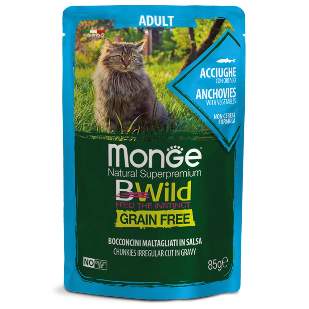 Monge Cat Wet Bwild Grain Free Анчоус с овощами 