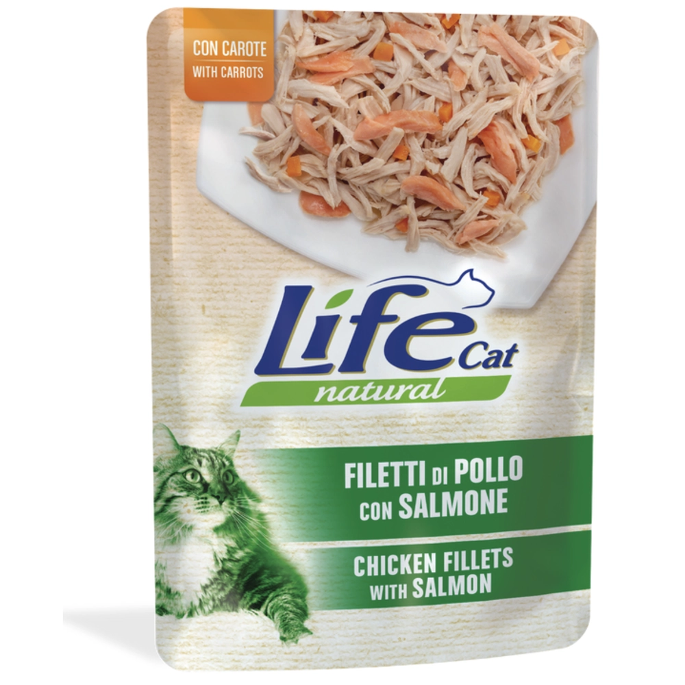 Life Cat Natural Курица с лососем и морковкой 