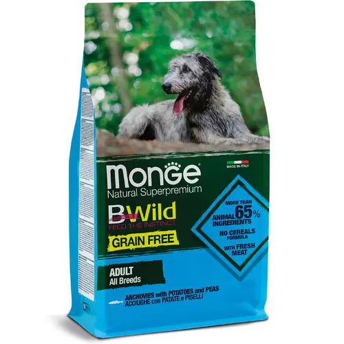 Monge Dog Bwild Grain Free All Breeds Adult Анчоуc
