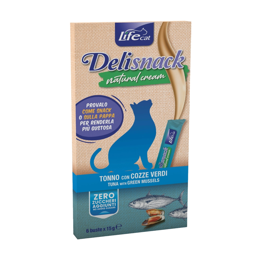 Life Cat Deli Snack Natural Cream Тунець із зеленими мідіями 