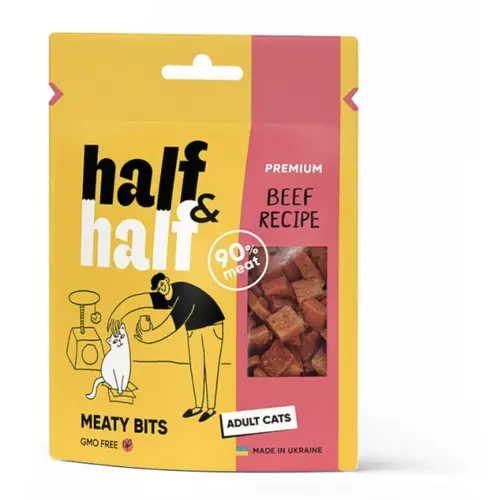 Half&Half М'ясні шматочки для кішок з яловичиною
