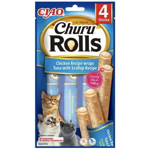 Inaba Churu Rolls Chicken, Tuna & Scallop