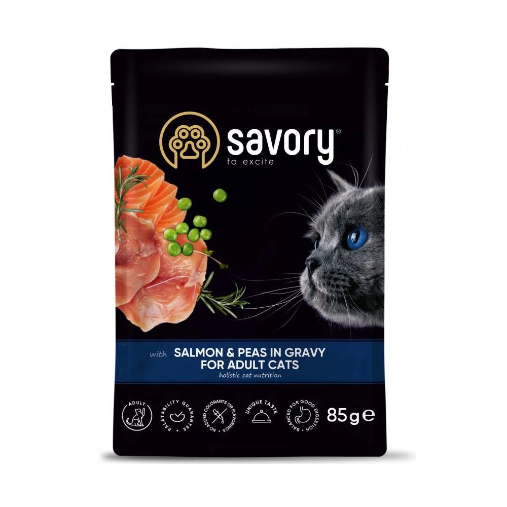 Savory Cat Pouch Лосось з горошком у соусі 