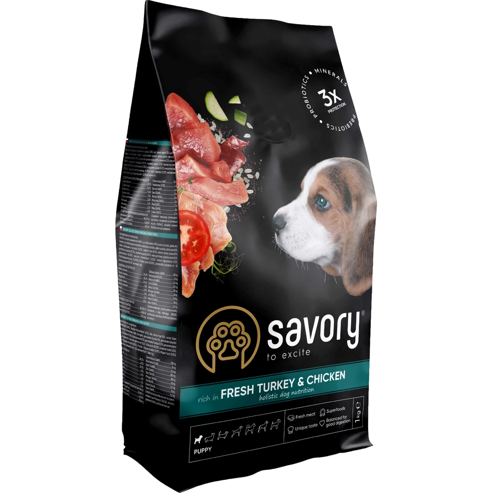 Savory Puppy Свіжа індичка та курка 