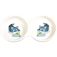 Trixie Керамическая двойная миска для кошек с рисунком 