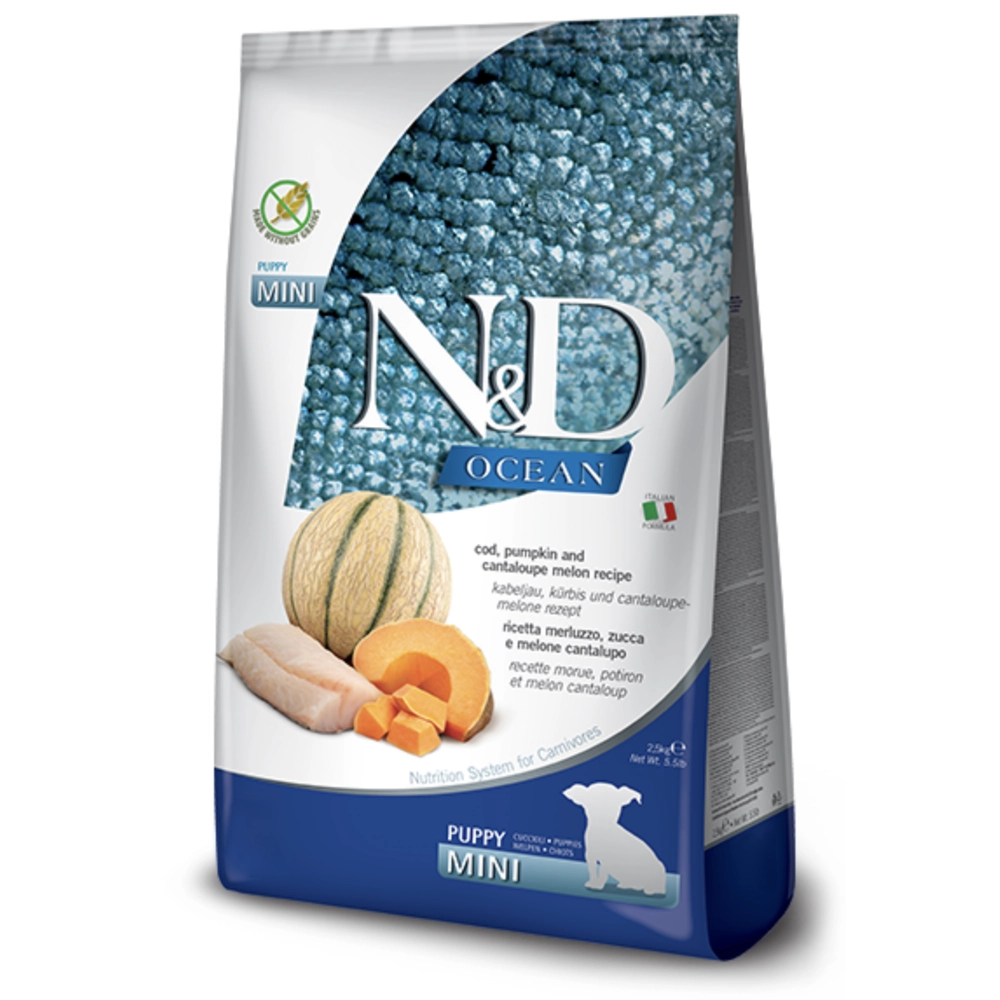 Farmina Dog N&D Grain Free Ocean Cod, Pumpkin&Cantaloupe Melon Puppy Mini 