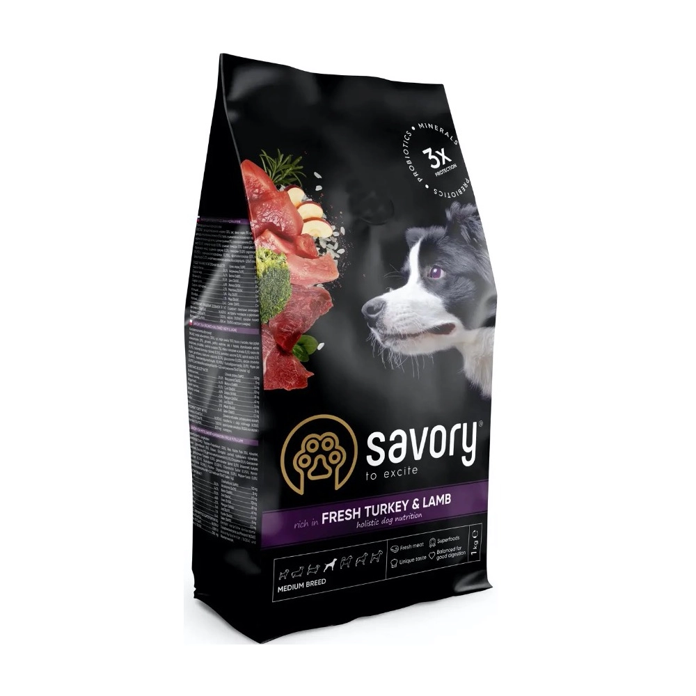 Savory Medium Breed Свіжа індичка та ягня 