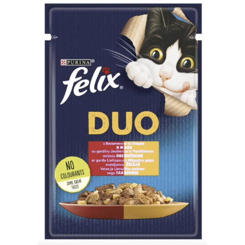 FELIX Fantastic Duo Шматочки у желе з яловичиною та птицею 