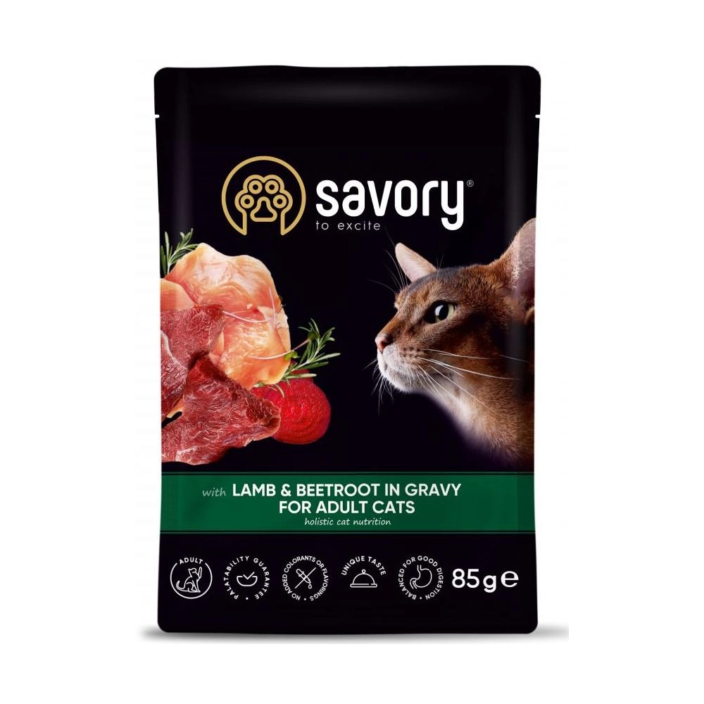 Savory Cat Pouch Ягня з буряком у соусі 