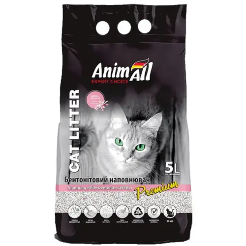 AnimAll Premium Clumping White Bentonite Cat Litter Baby Powder