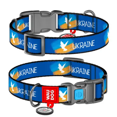WAUDOG Nylon Ошейник для собак Флаг c QR-паспортом