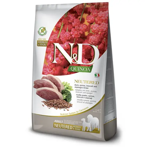 Farmina Dog N&D Grain Free Quinoa Duck, Broccoli&Asparagus Neutered Adult Medium&Maxi