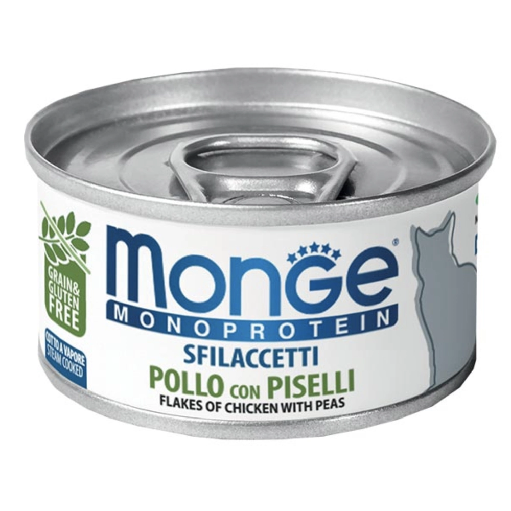 Monge Cat Wet Monoprotein Мясные хлопья с курицей и горошком 