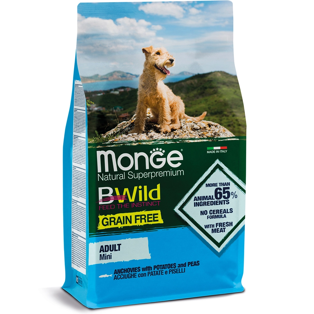 Monge Dog Bwild Grain Free Mini Анчоус 