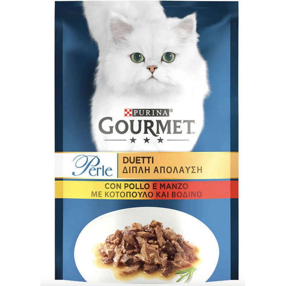 Gourmet Perle Duo Шматочки в підливі з куркою та яловичиною 