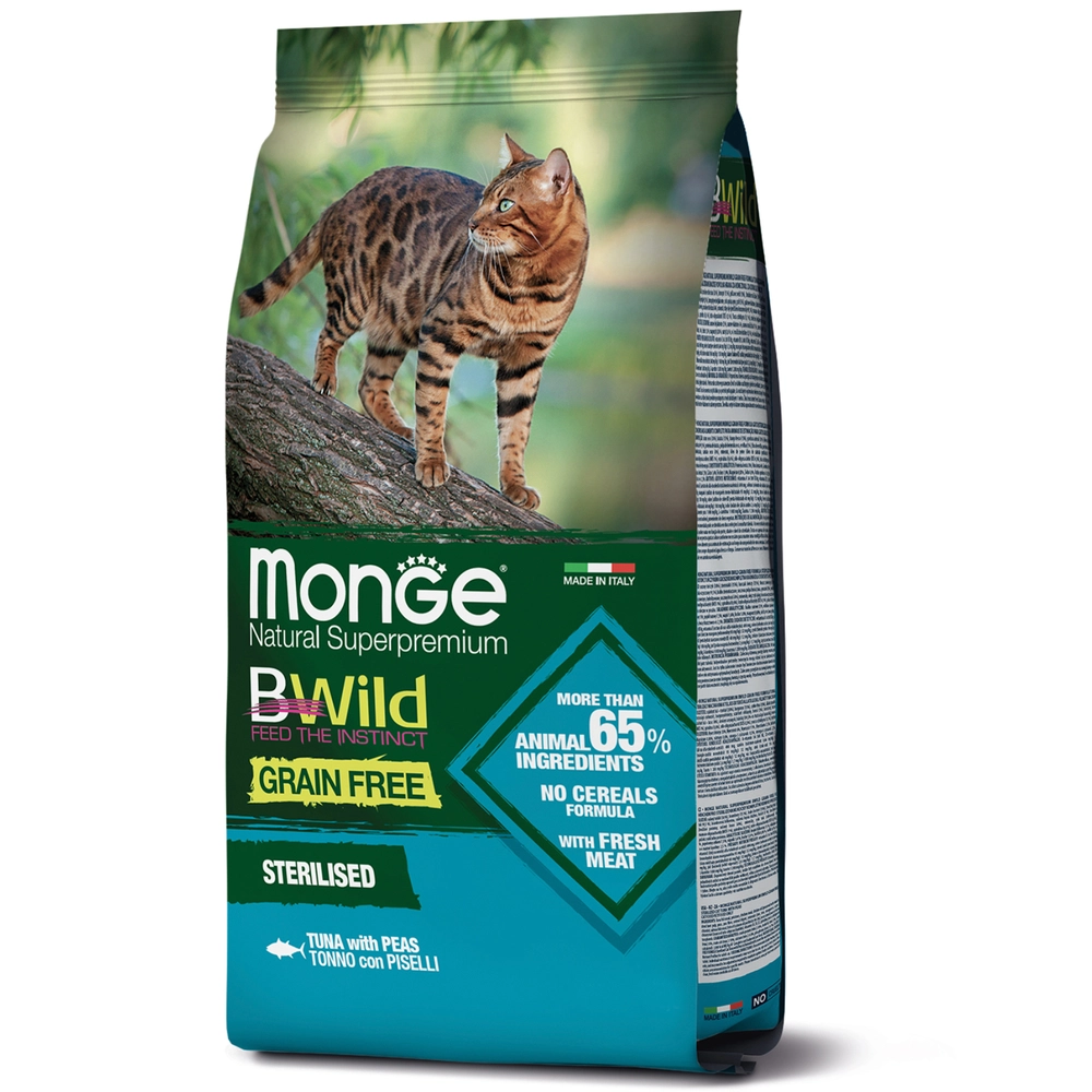 Monge Cat Bwild Grain Free Sterilised Тунeць 