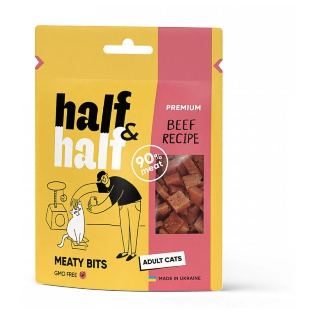 Half&Half М'ясні шматочки для кішок з яловичиною 
