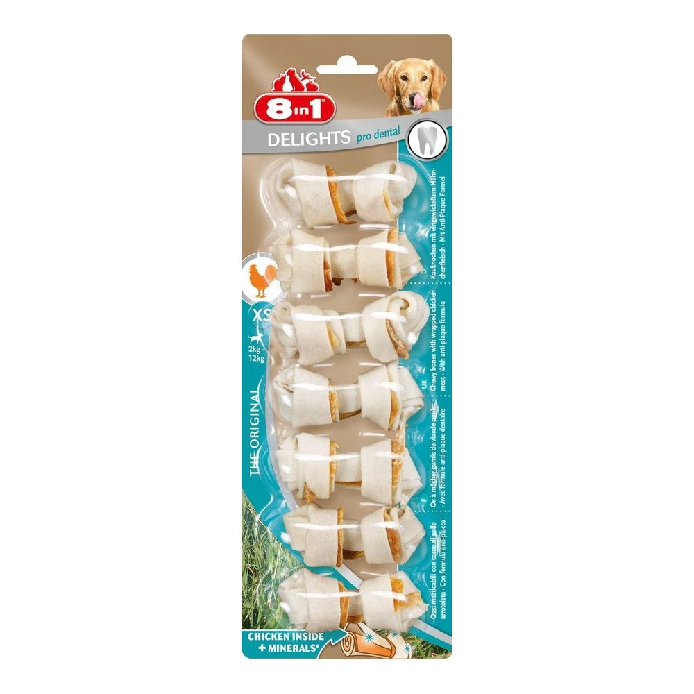 8in1 Delights Pro Dental Кістки для чищення зубів із м'ясом 