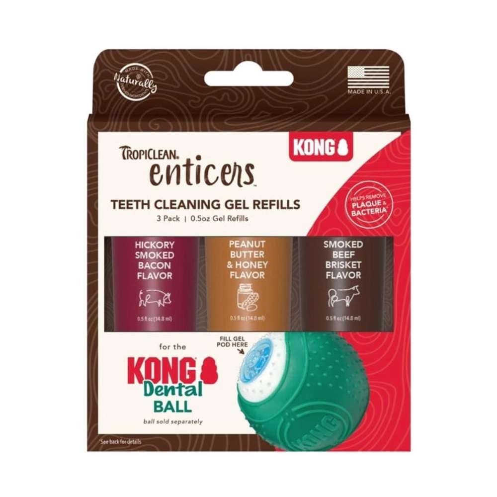 Kong & TropiClean Enticers Teeth Cleaning Gel for Dental Ball 
