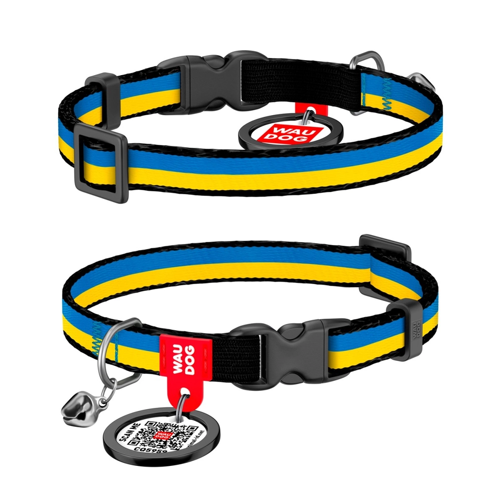 WAUDOG Nylon Нашийник для котів Colors of freedom з QR-паспортом 