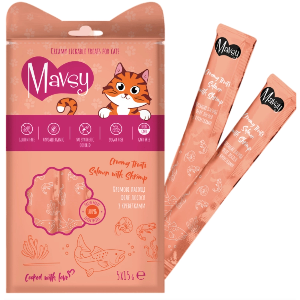 Mavsy Creamy Treats Salmon with shrimp 
