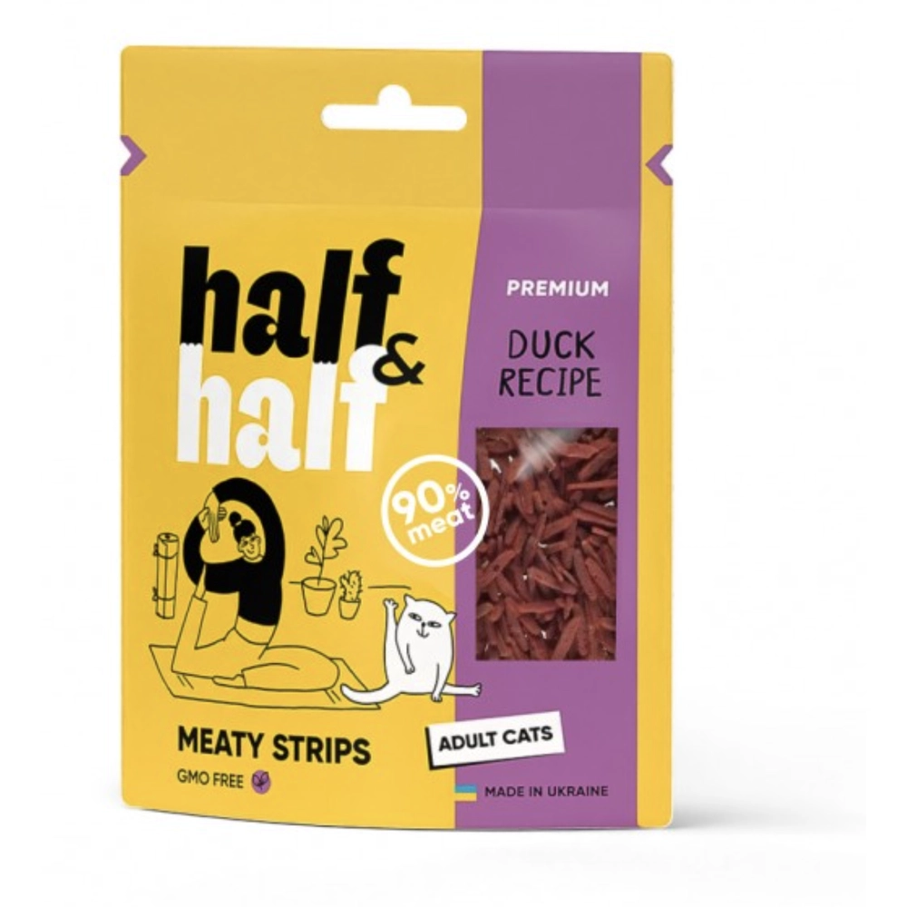 Half&Half М'ясні смуги для котів з качкою 