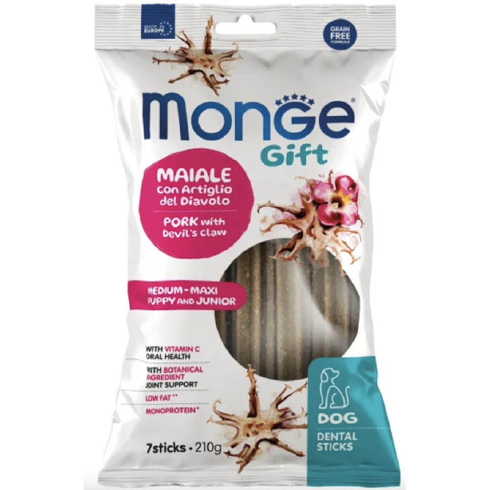 Monge Gift Dog Puppy and Junior Medium & Maxi Свинина с корнем когтя дьявола  