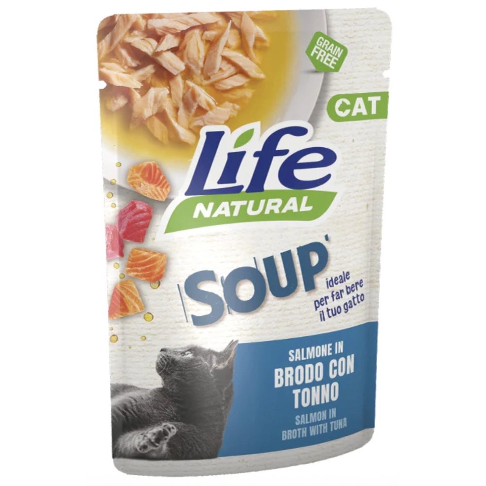 Life Cat Natural Soup Лосось в бульйоні з тунцем 