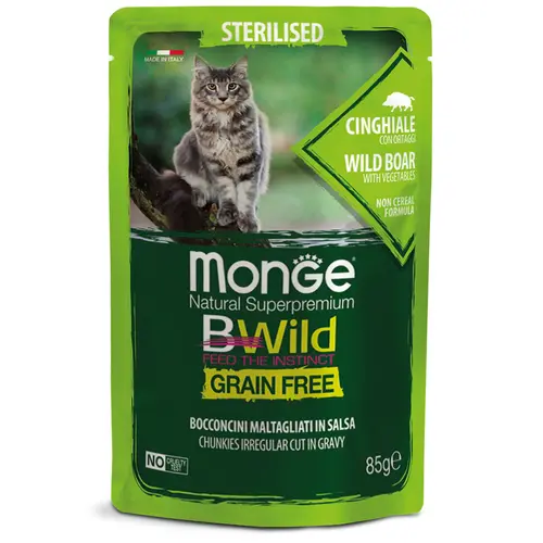 Monge Cat Wet Bwild Grain Free Sterilised Дикий кабан з овочами
