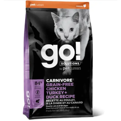 GO! Carnivore Grain Free Chicken, Turkey + Duck Recipe Cat Formula 