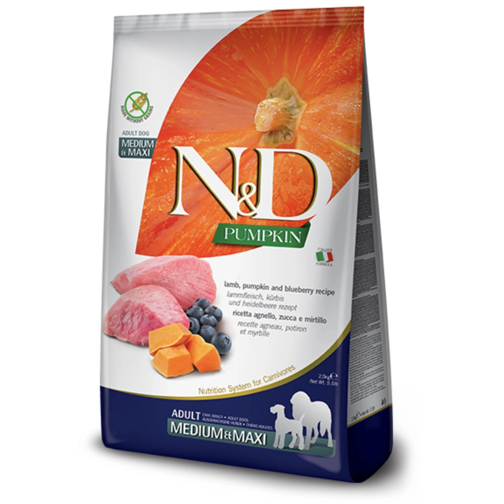 Farmina Dog N&D Grain Free Pumpkin Lamb&Blueberry Adult Medium&Maxi 
